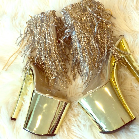 Pleaser Shoes - Exotic Dancer gold heels size 8